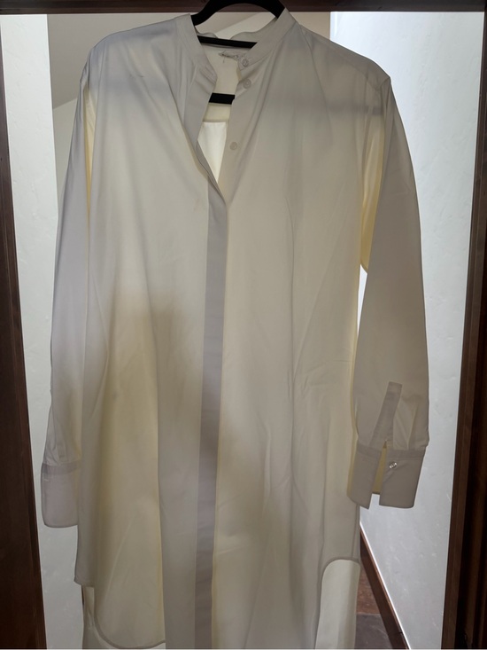 The Row Tops - The Row Cream Long-Sleeve Mandarin-Collar Tunic Shirt